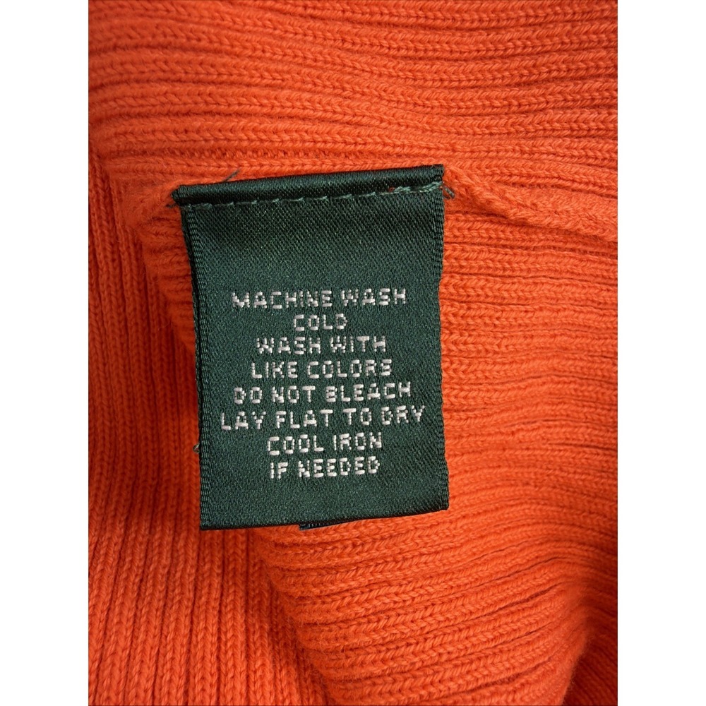 Lauren Ralph Lauren Turtleneck Sweater Women's L Orange Ribbed Knit - Picture 5 of 11